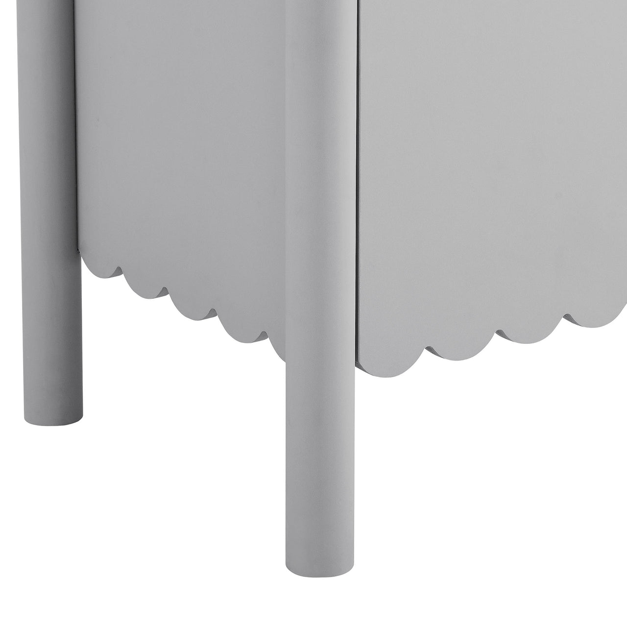 Amelia Petal-Carved Cabinet, Light Gray