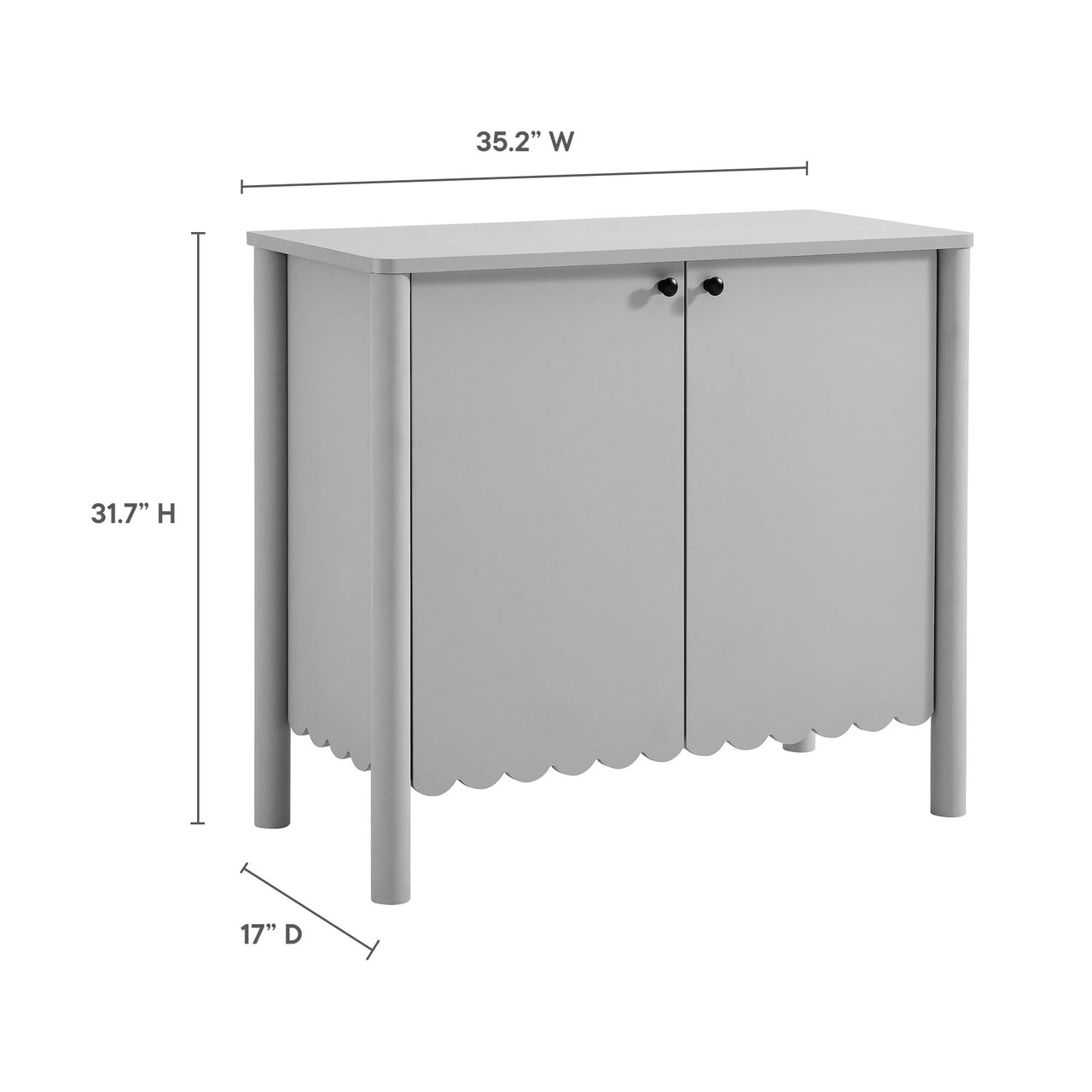 Amelia Petal-Carved Cabinet, Light Gray