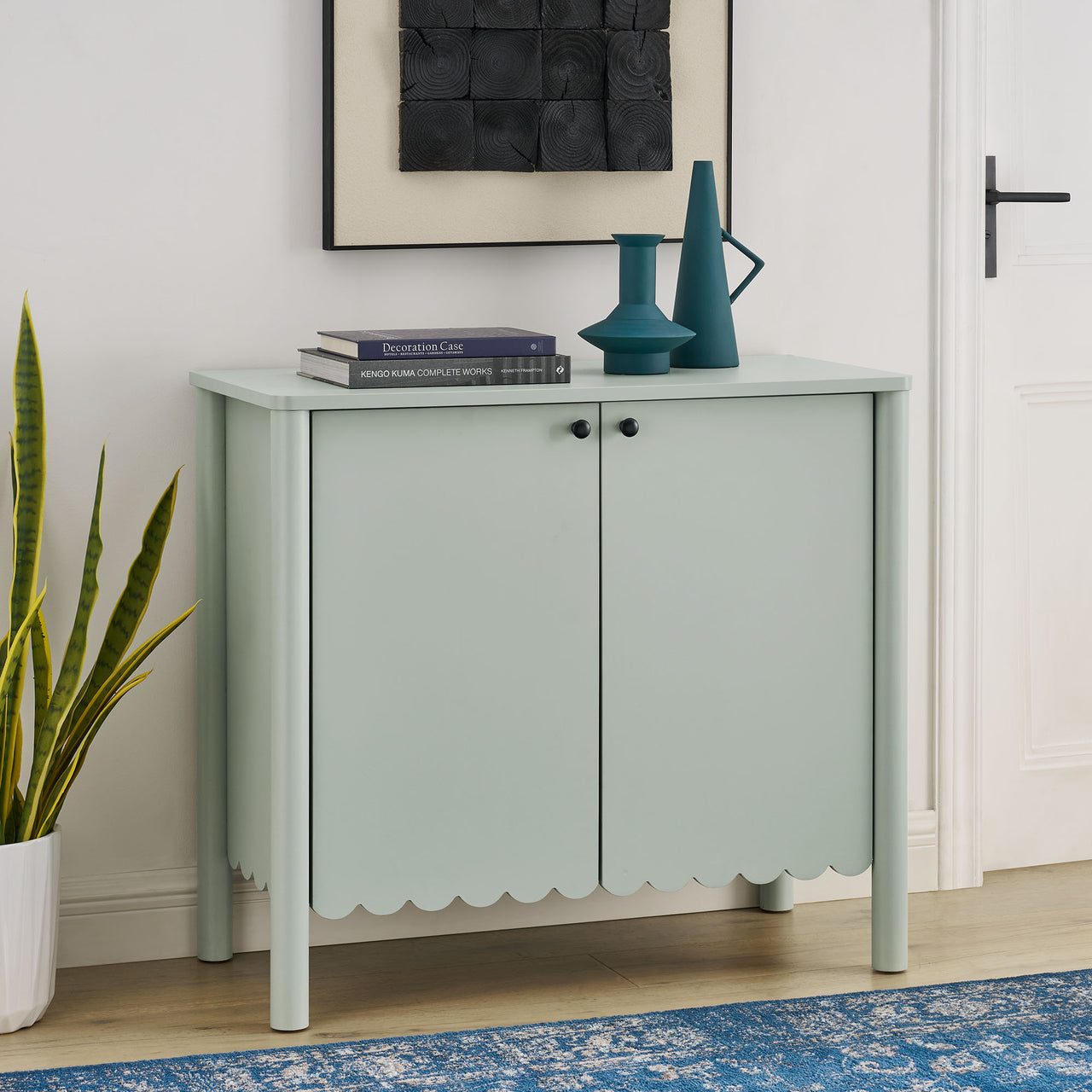 Amelia Petal-Carved Cabinet, Sage
