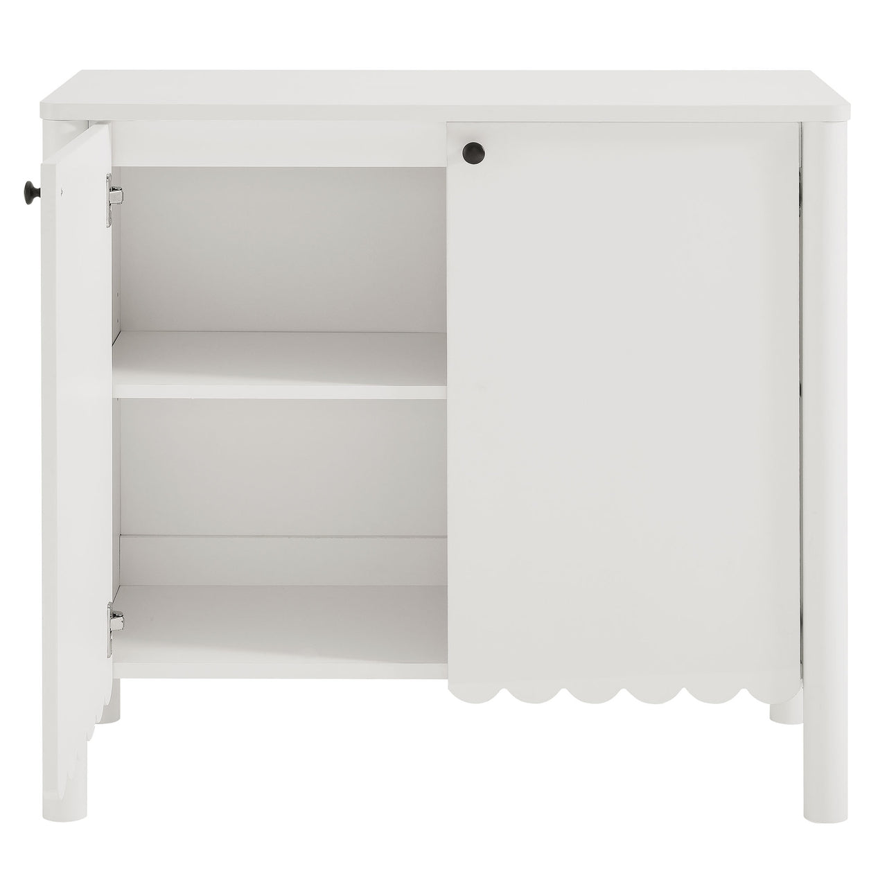 Amelia Petal-Carved Cabinet, White