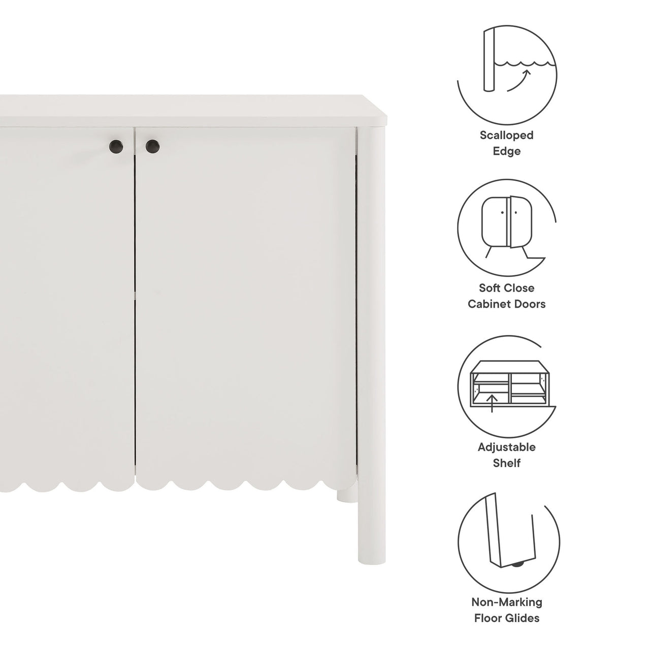 Amelia Petal-Carved Cabinet, White