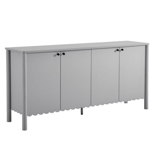 Amelia Petal-Carved Sideboard, Light Gray