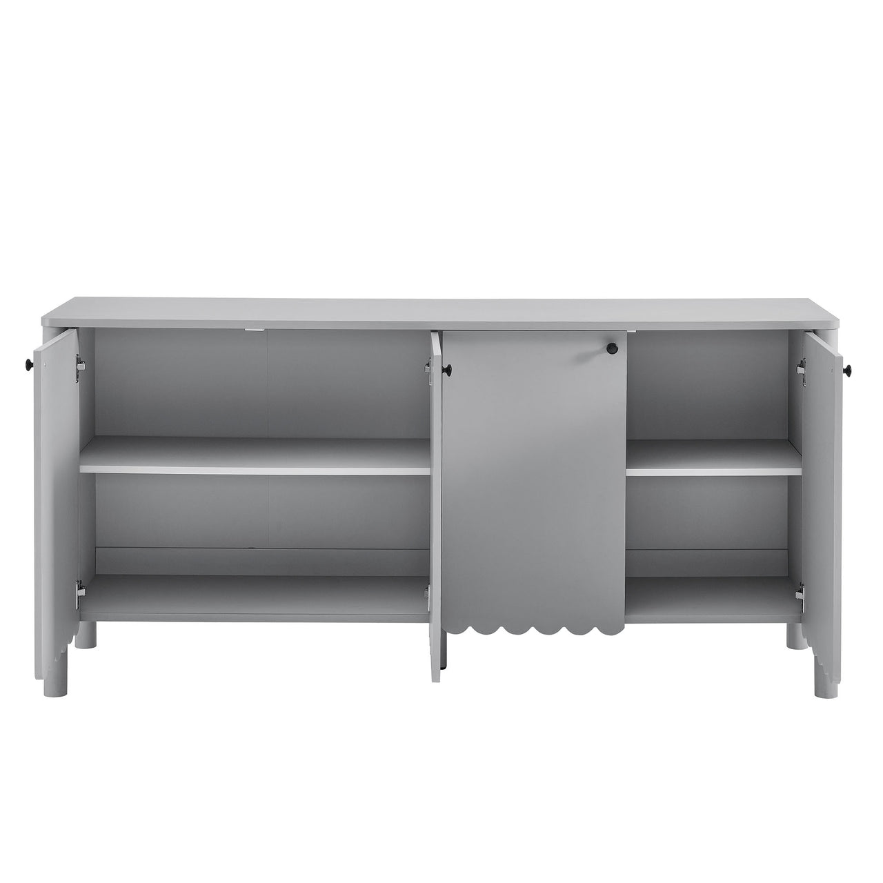 Amelia Petal-Carved Sideboard, Light Gray
