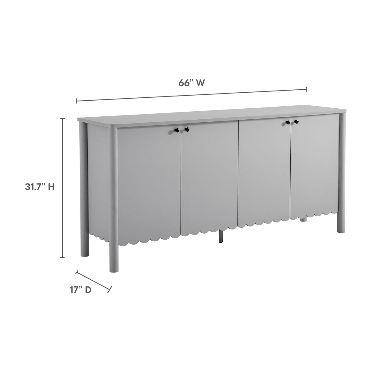 Amelia Petal-Carved Sideboard, Light Gray
