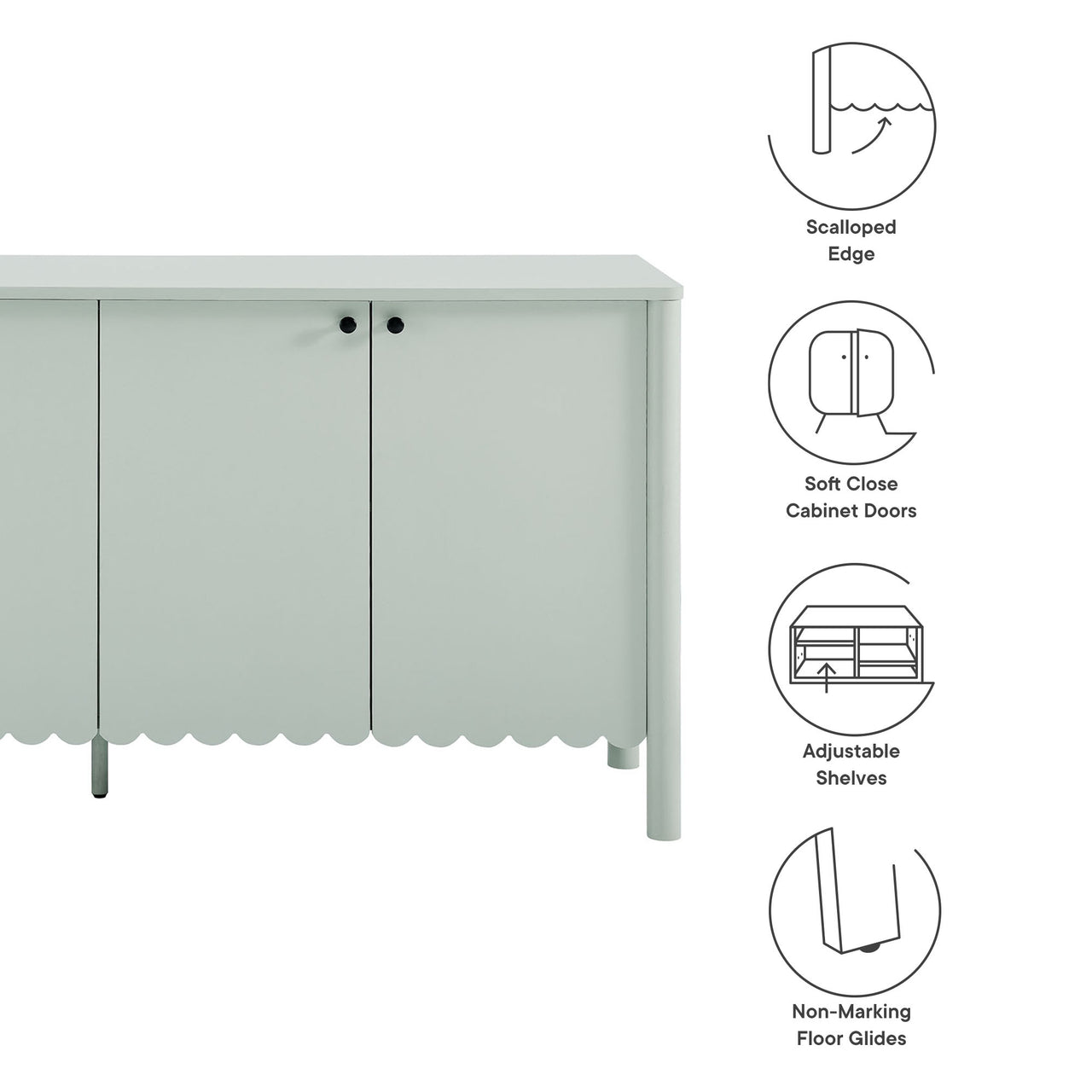 Amelia Petal-Carved Sideboard, Sage