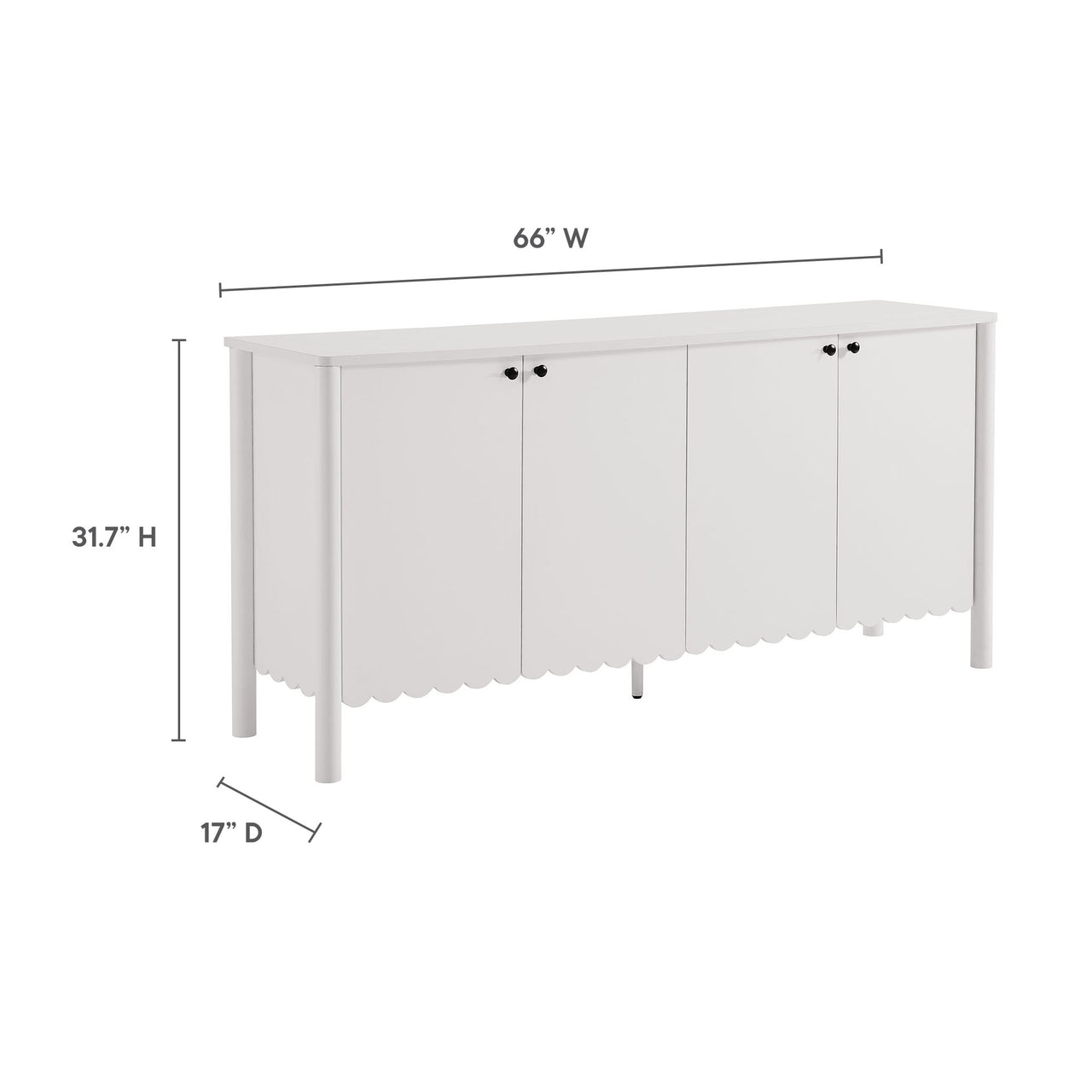 Amelia Petal-Carved Sideboard, White