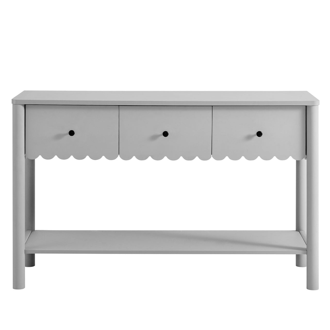Amelia Petal-Carved Console Table, Light Gray