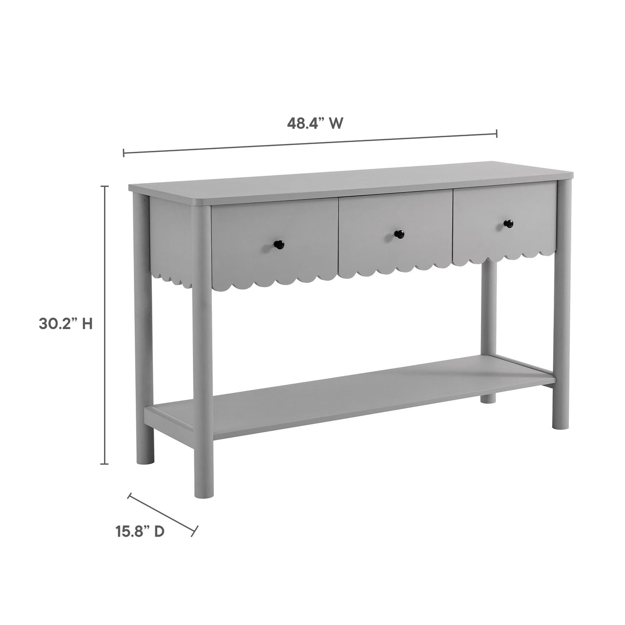 Amelia Petal-Carved Console Table, Light Gray