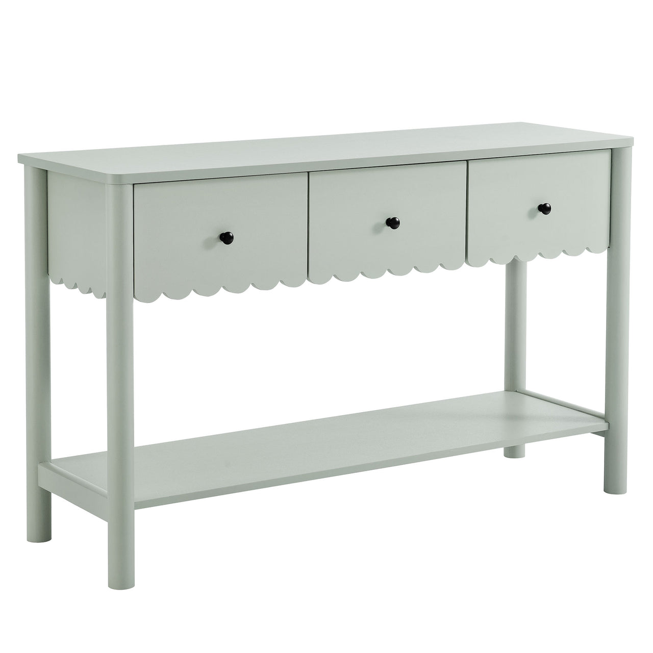 Amelia Petal-Carved Console Table, Sage