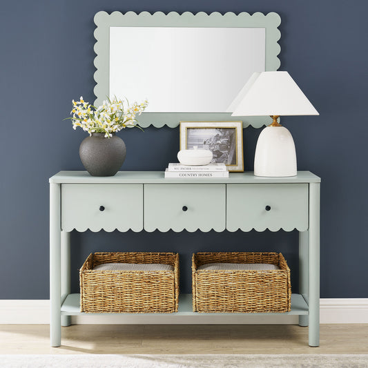 Amelia Petal-Carved Console Table, Sage