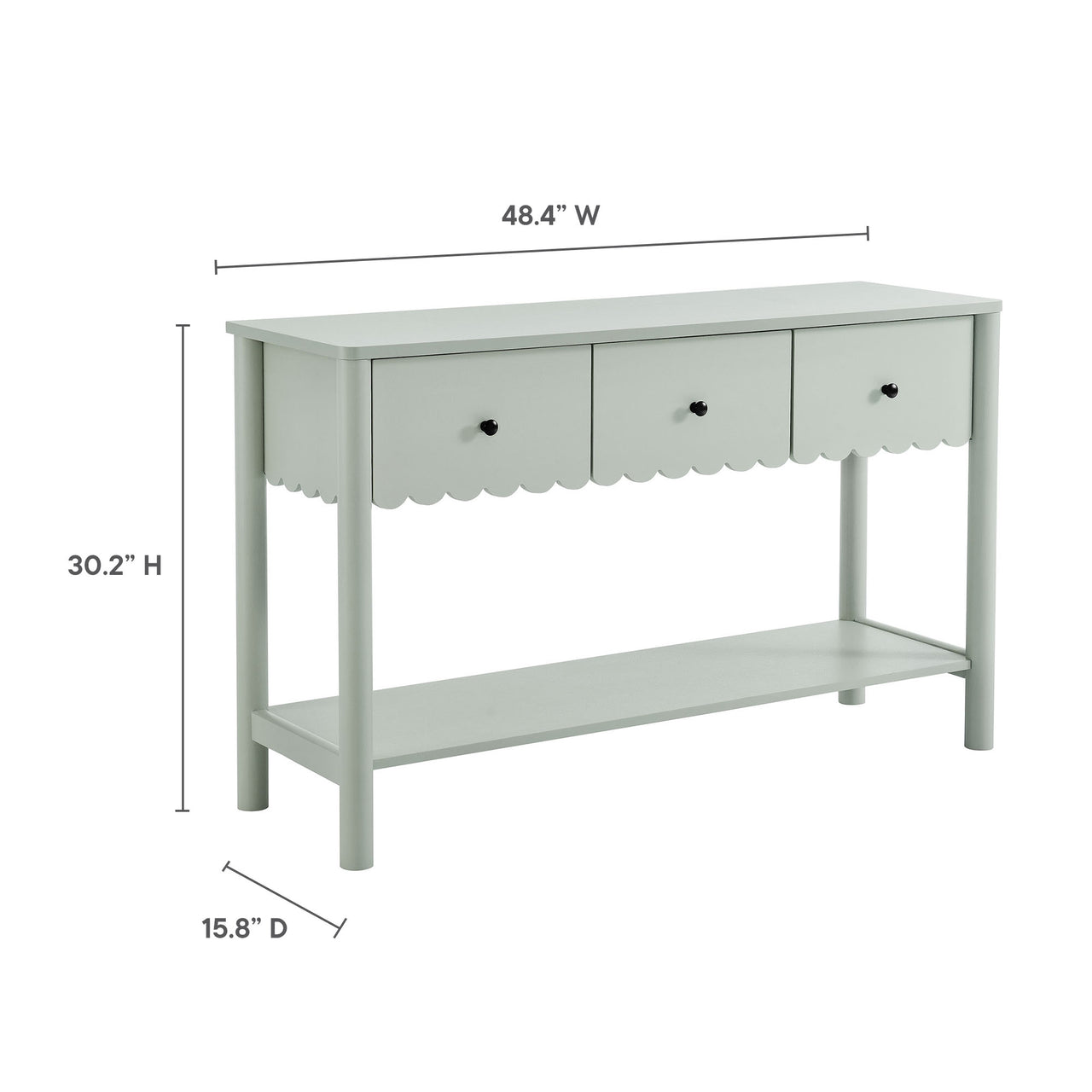 Amelia Petal-Carved Console Table, Sage