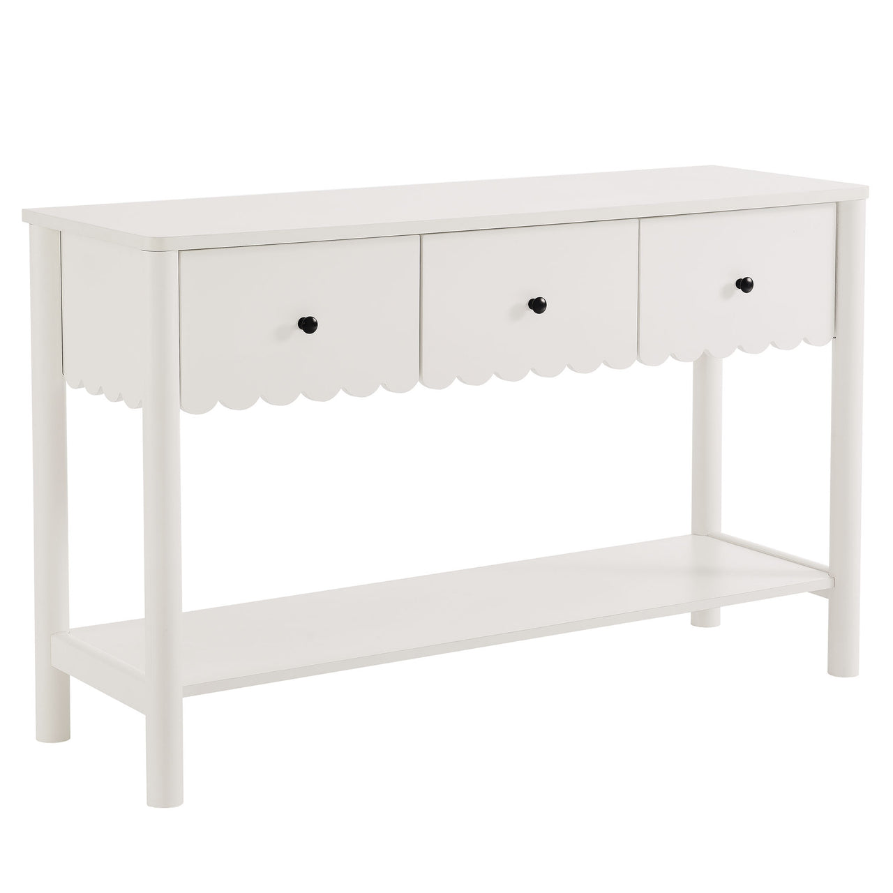 Amelia Petal-Carved Console Table, White