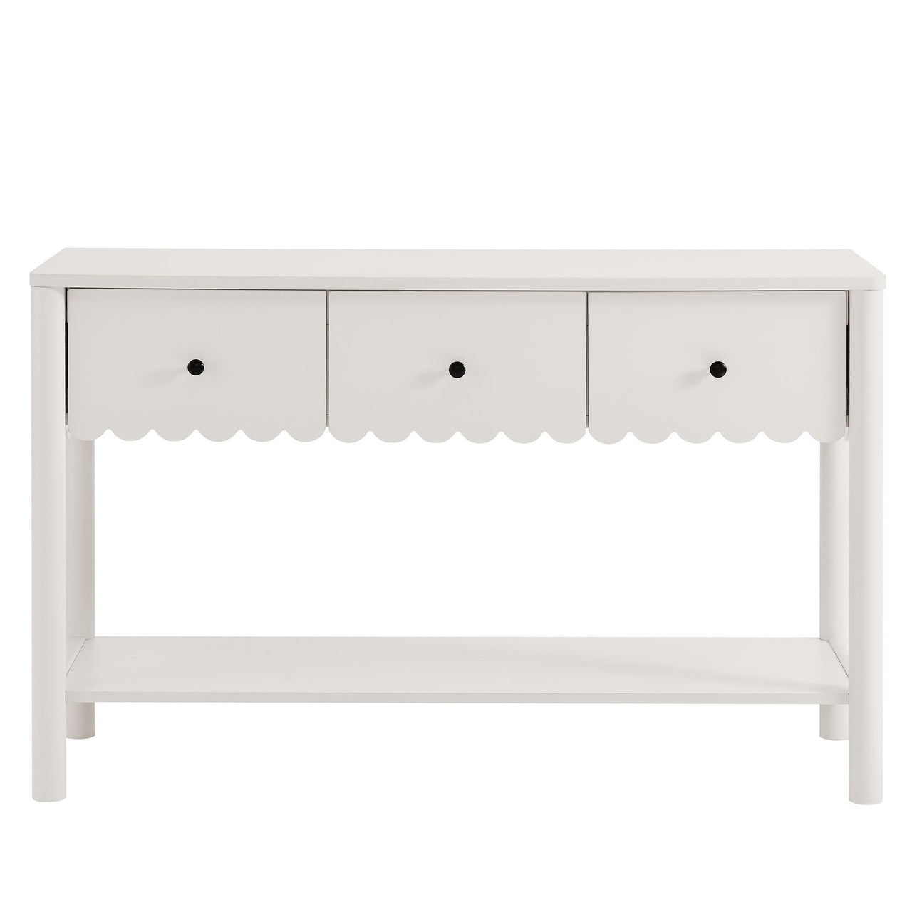 Amelia Petal-Carved Console Table, White