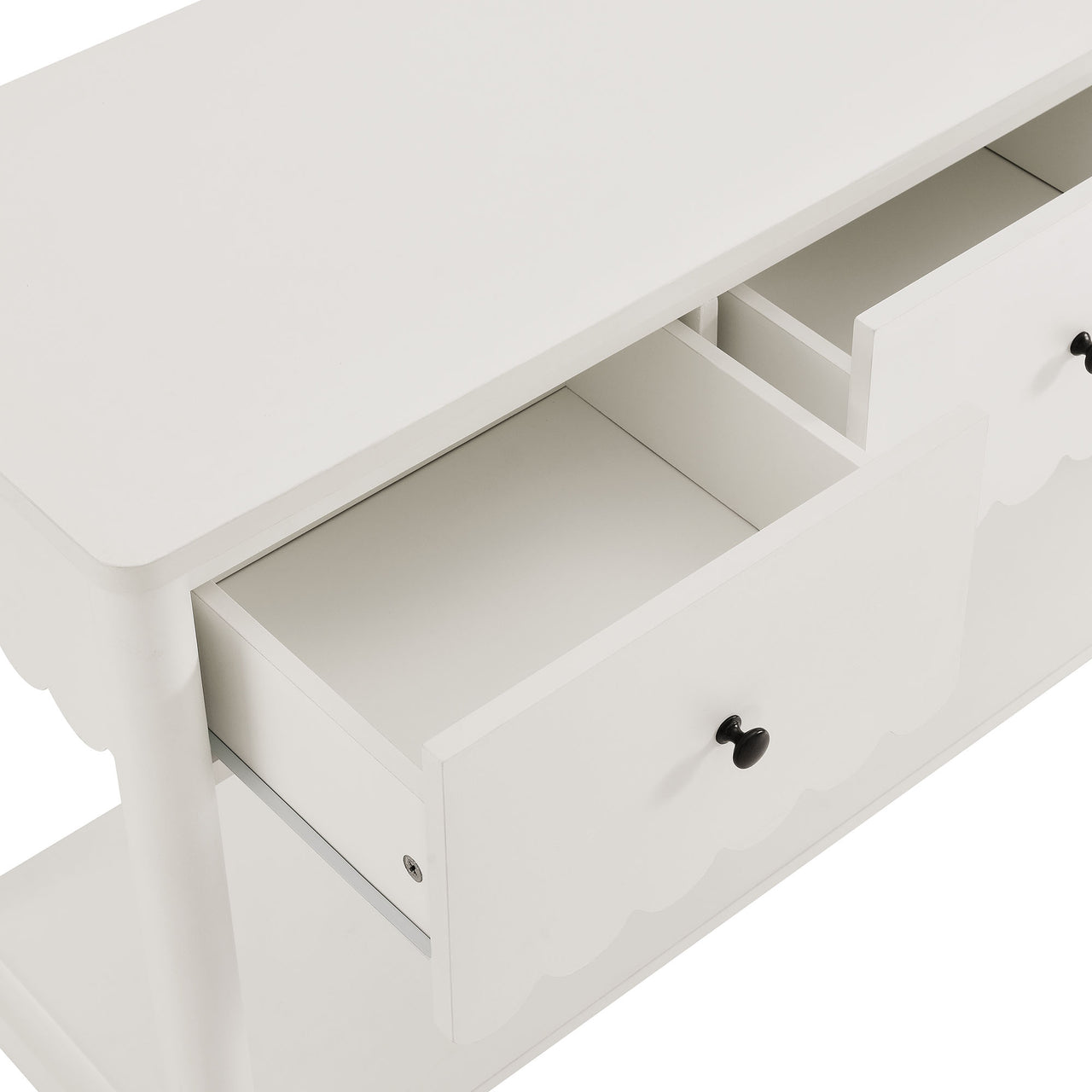 Amelia Petal-Carved Console Table, White