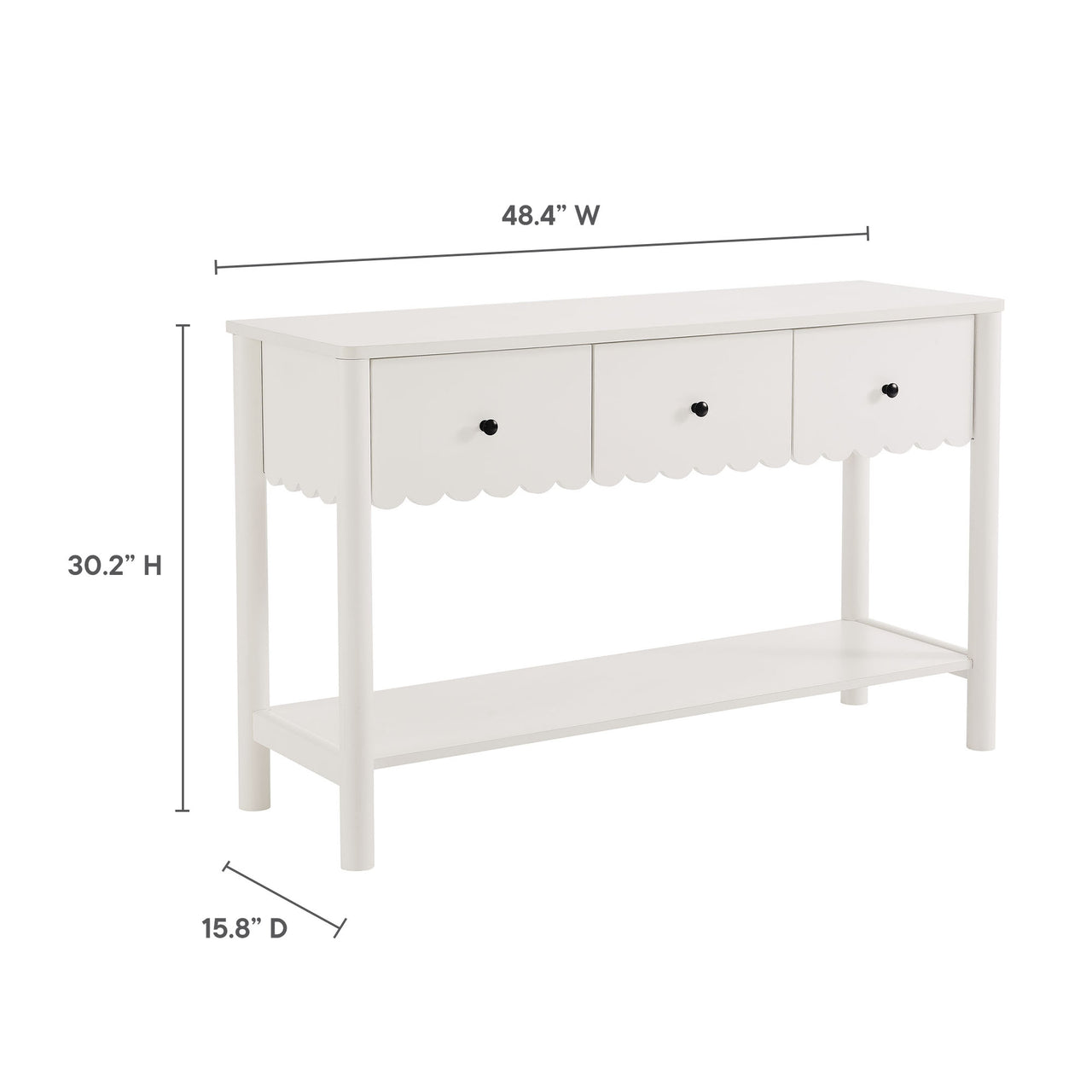 Amelia Petal-Carved Console Table, White