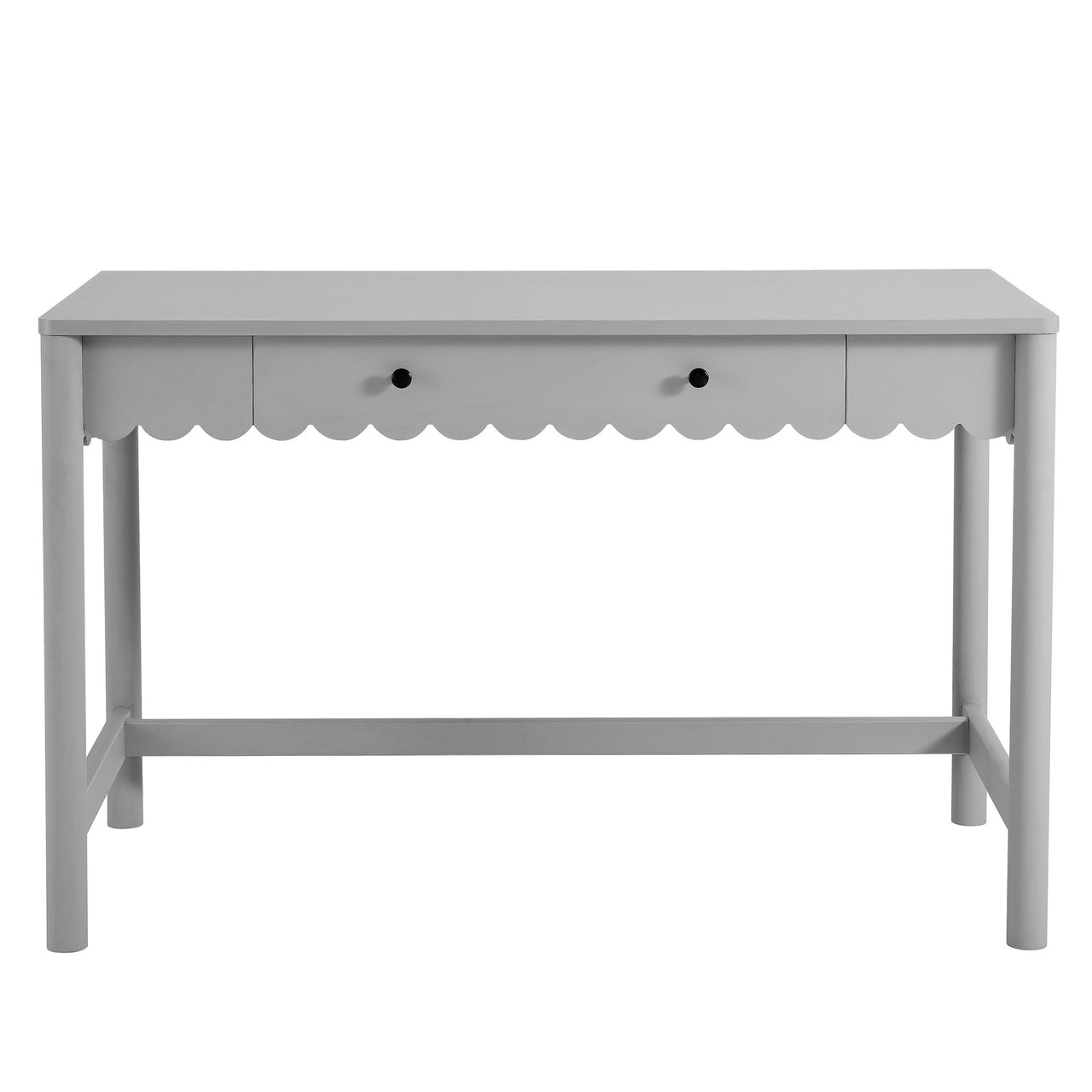 Amelia Petal-Carved Writing Desk, Light Gray