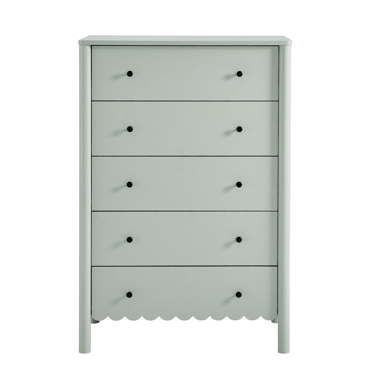 Amelia Petal-Carved 5-Drawer Chest, Sage