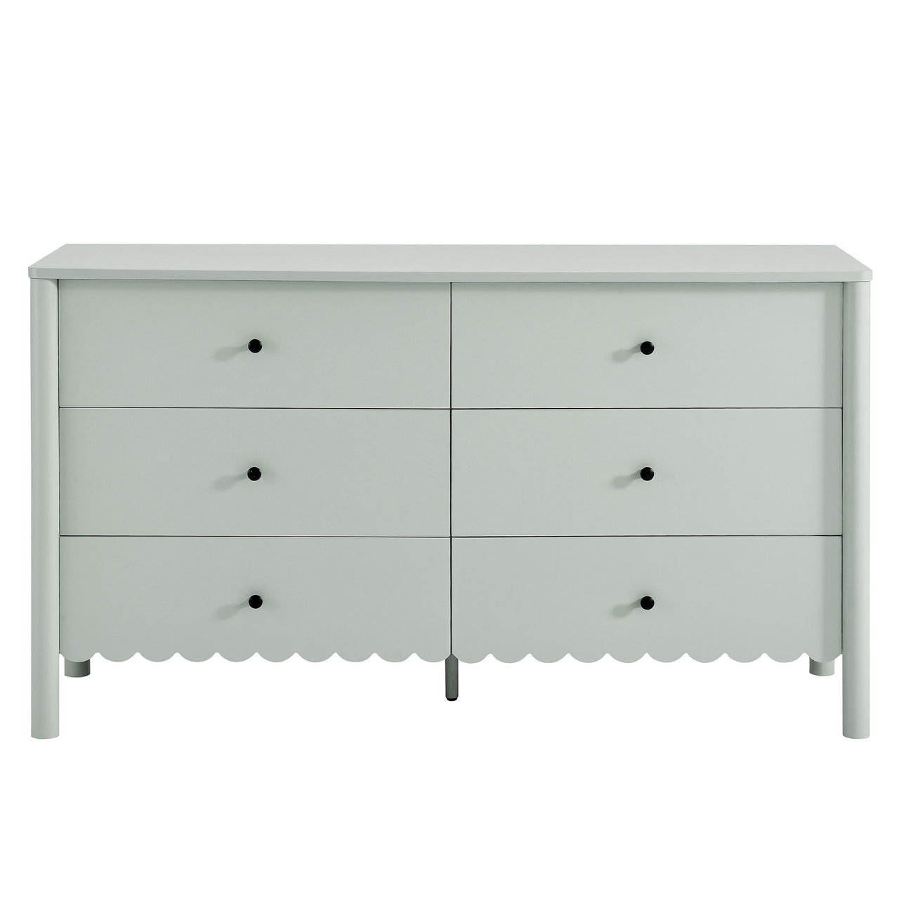 Amelia Petal-Carved 6-Drawer Dresser, Sage