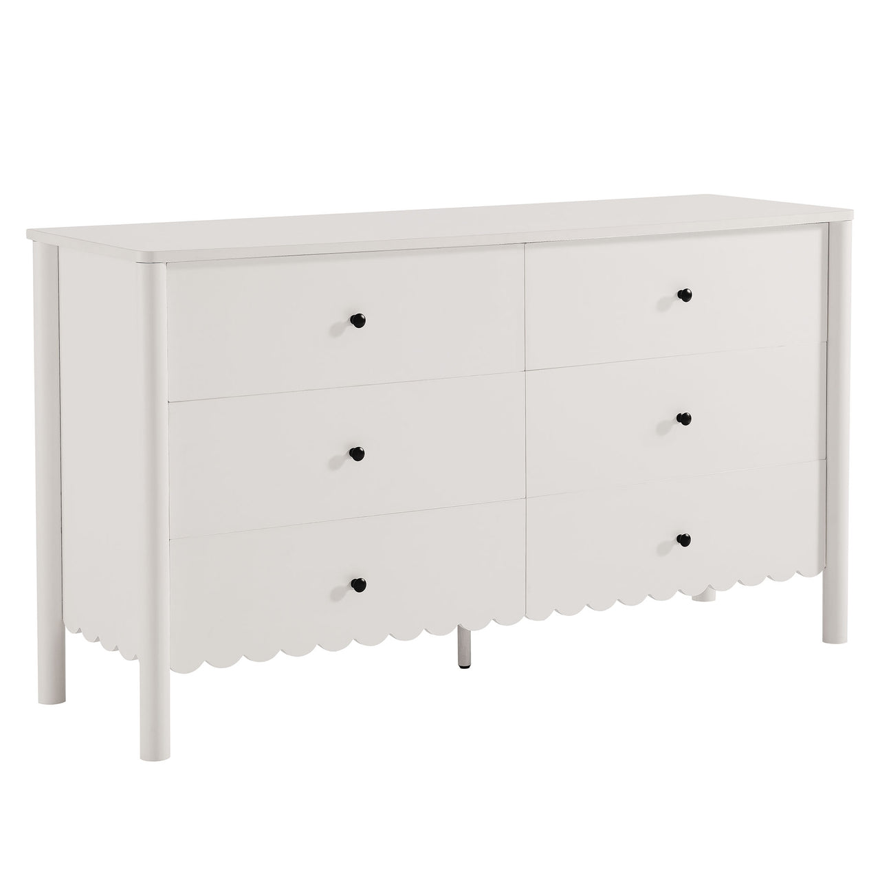 Amelia Petal-Carved 6-Drawer Dresser, White
