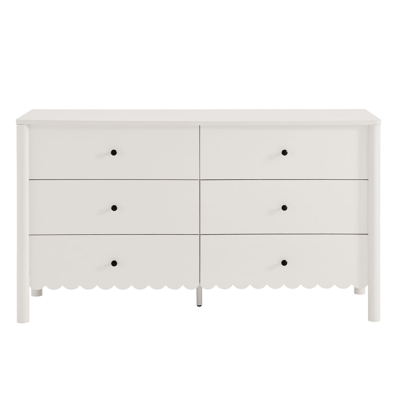 Amelia Petal-Carved 6-Drawer Dresser, White