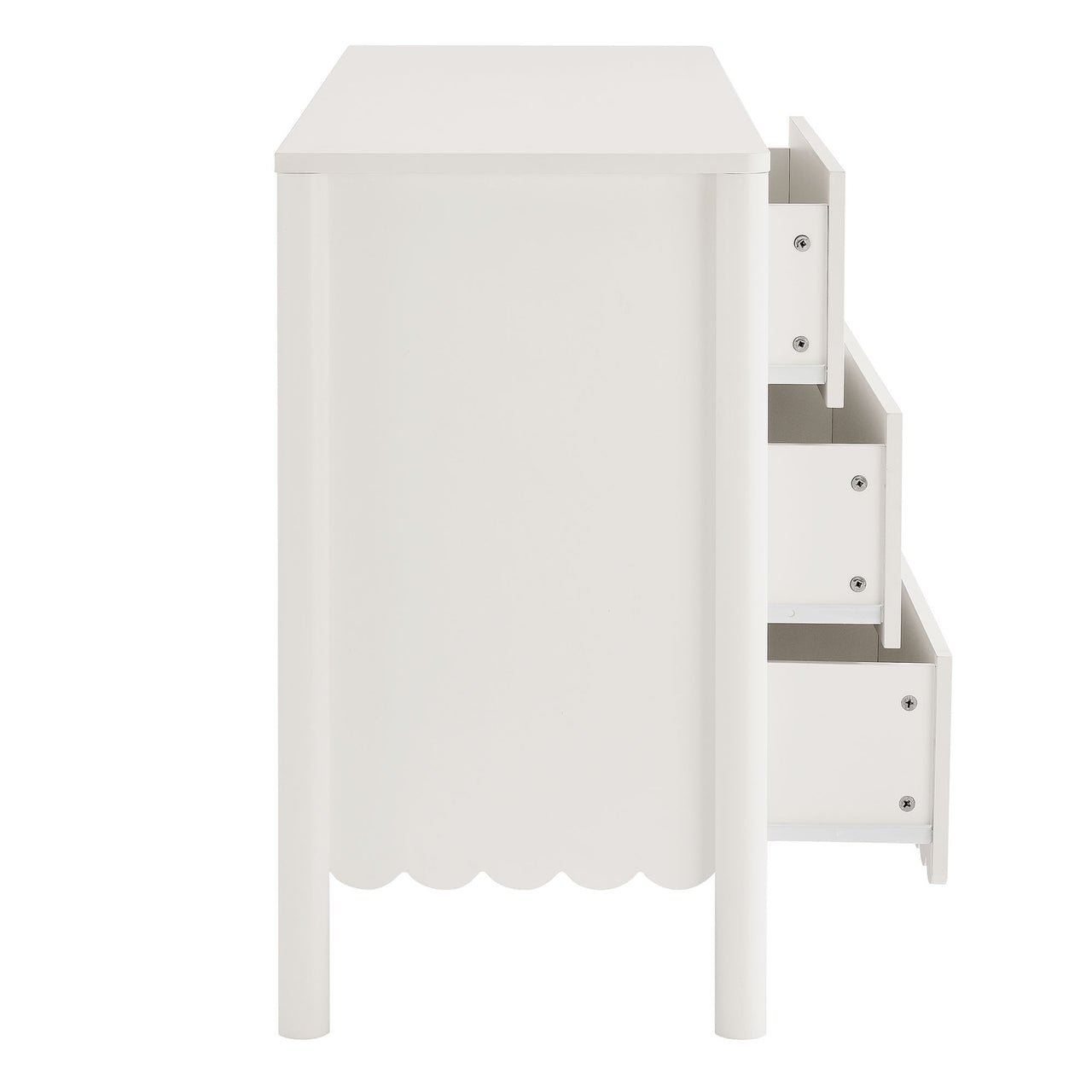 Amelia Petal-Carved 6-Drawer Dresser, White