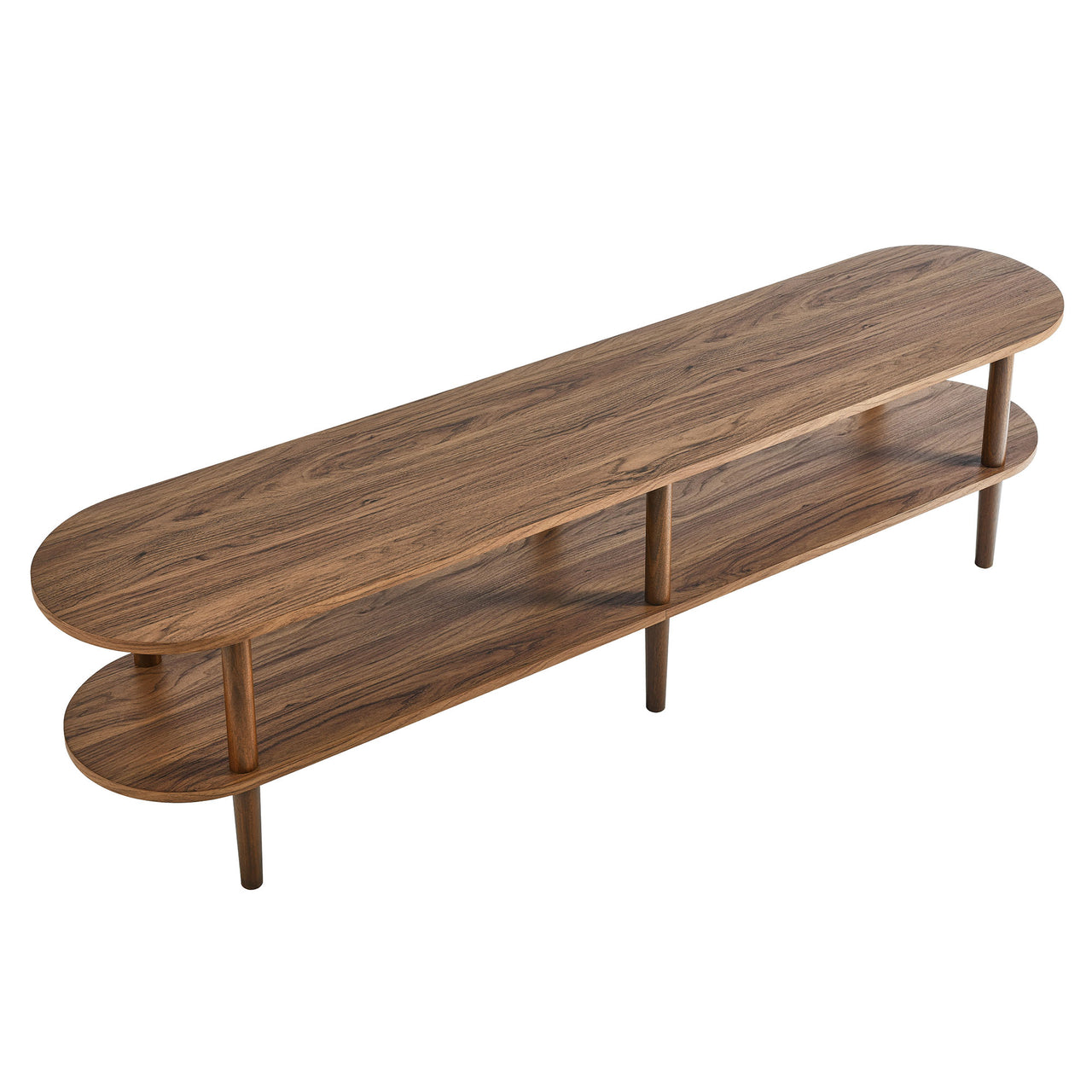 Elevea Oval TV Stand, Walnut