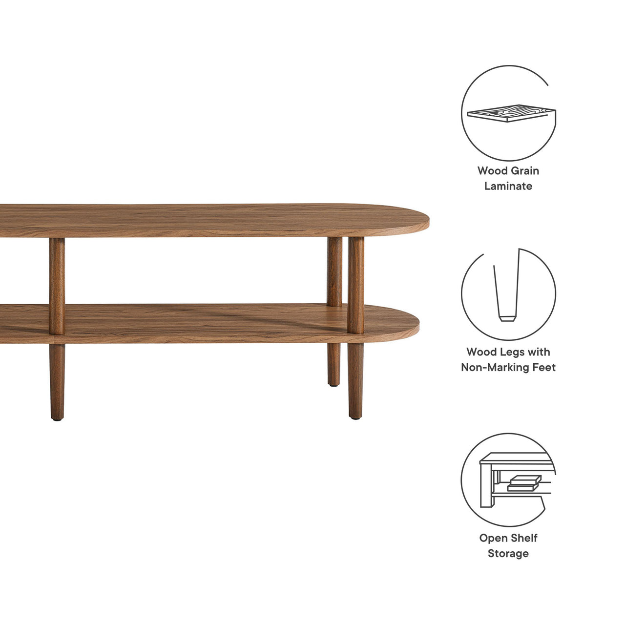 Elevea Oval TV Stand, Walnut