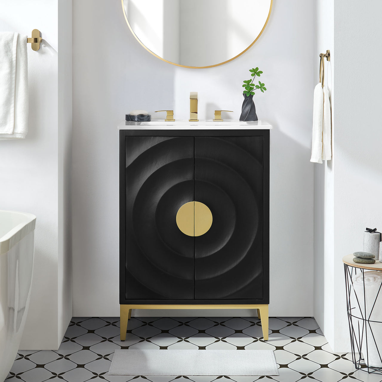 Ripple Vanity Unit, White & Black