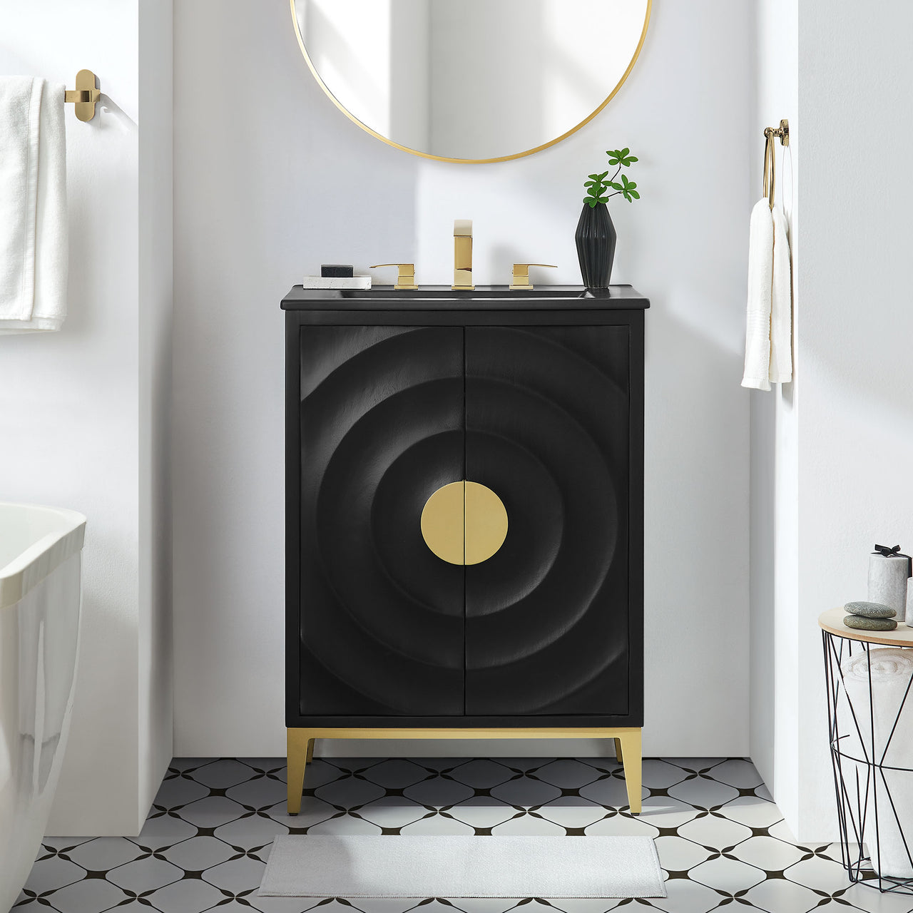 Ripple Vanity Unit, Black