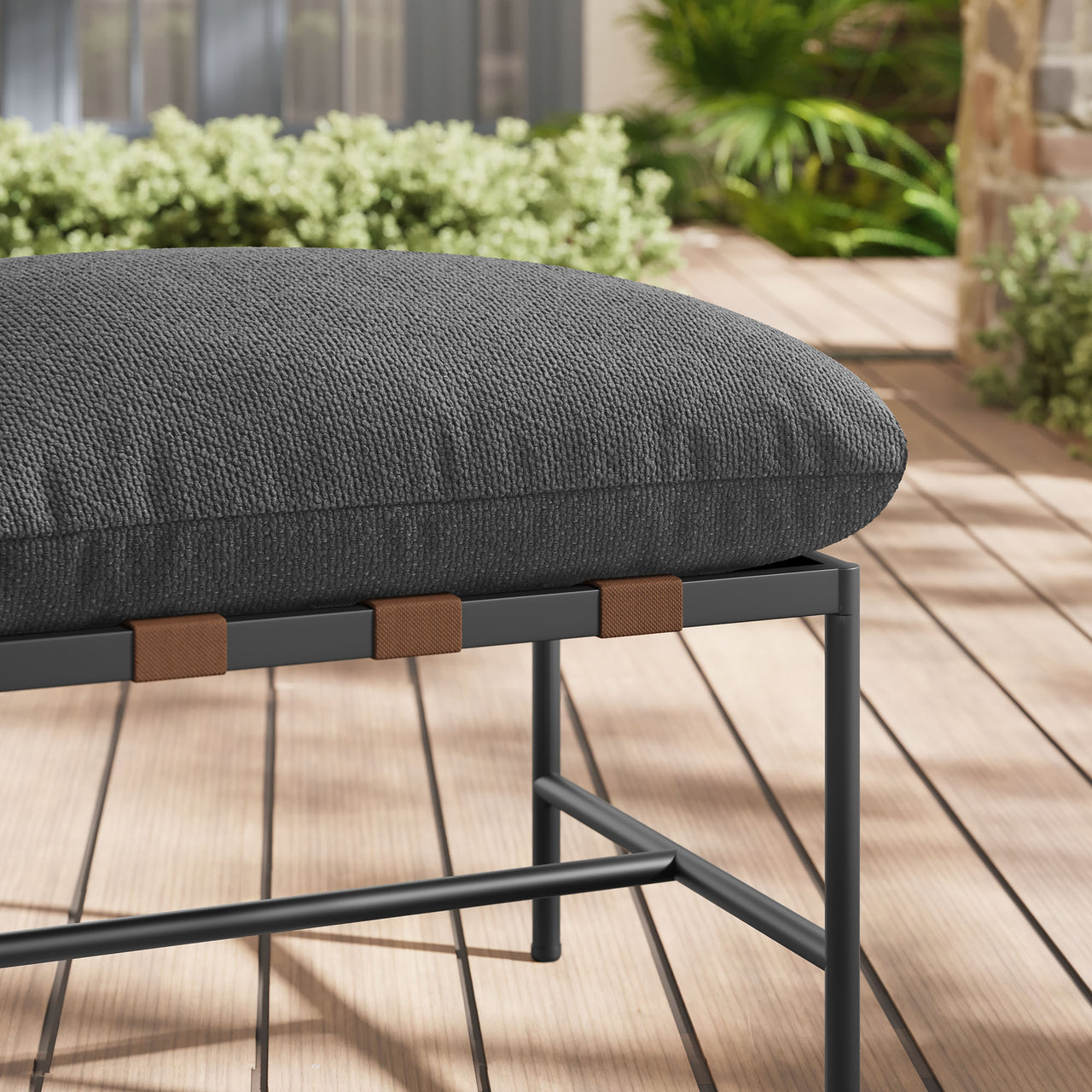 Bo Peep Alfresco Boucle Ottoman, Charcoal