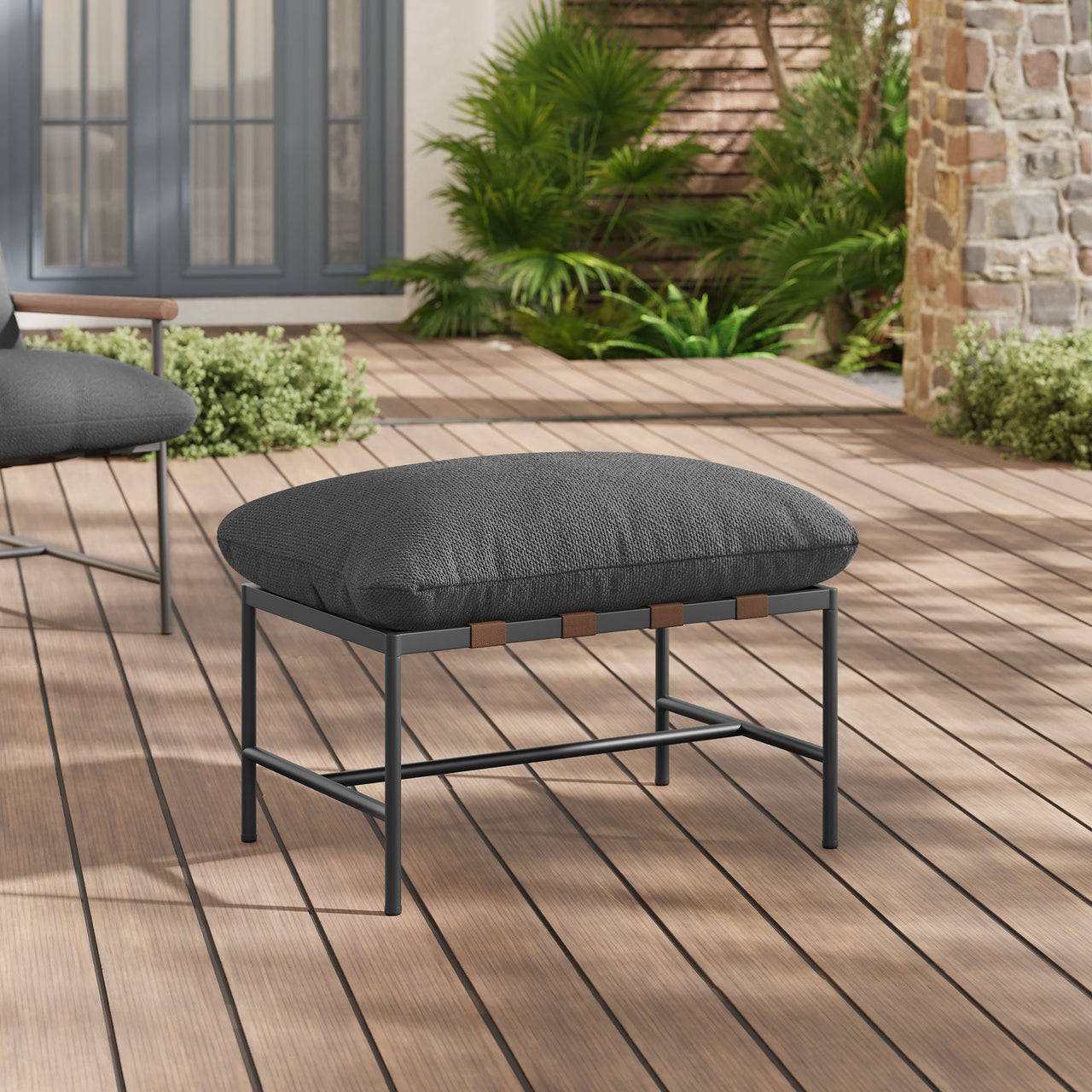 Bo Peep Alfresco Boucle Ottoman, Charcoal