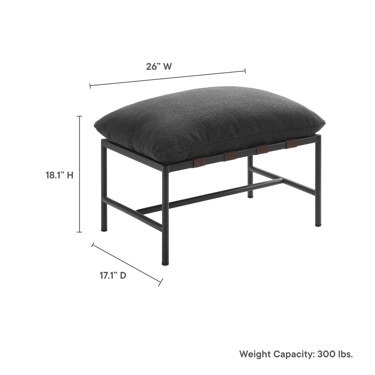 Bo Peep Alfresco Boucle Ottoman, Charcoal
