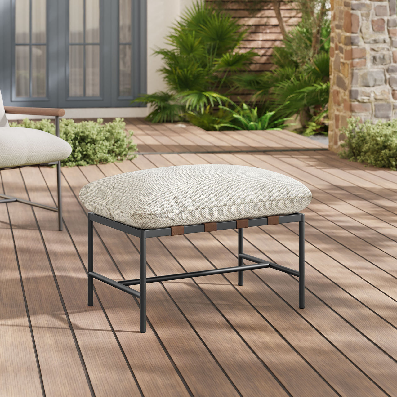 Bo Peep Alfresco Boucle Ottoman, Ivory