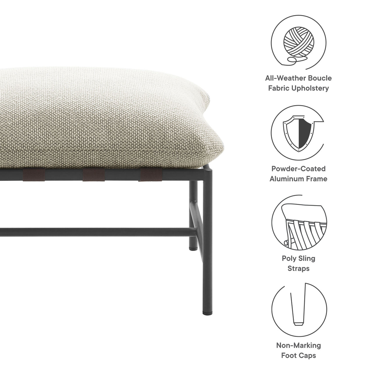 Bo Peep Alfresco Boucle Ottoman, Ivory