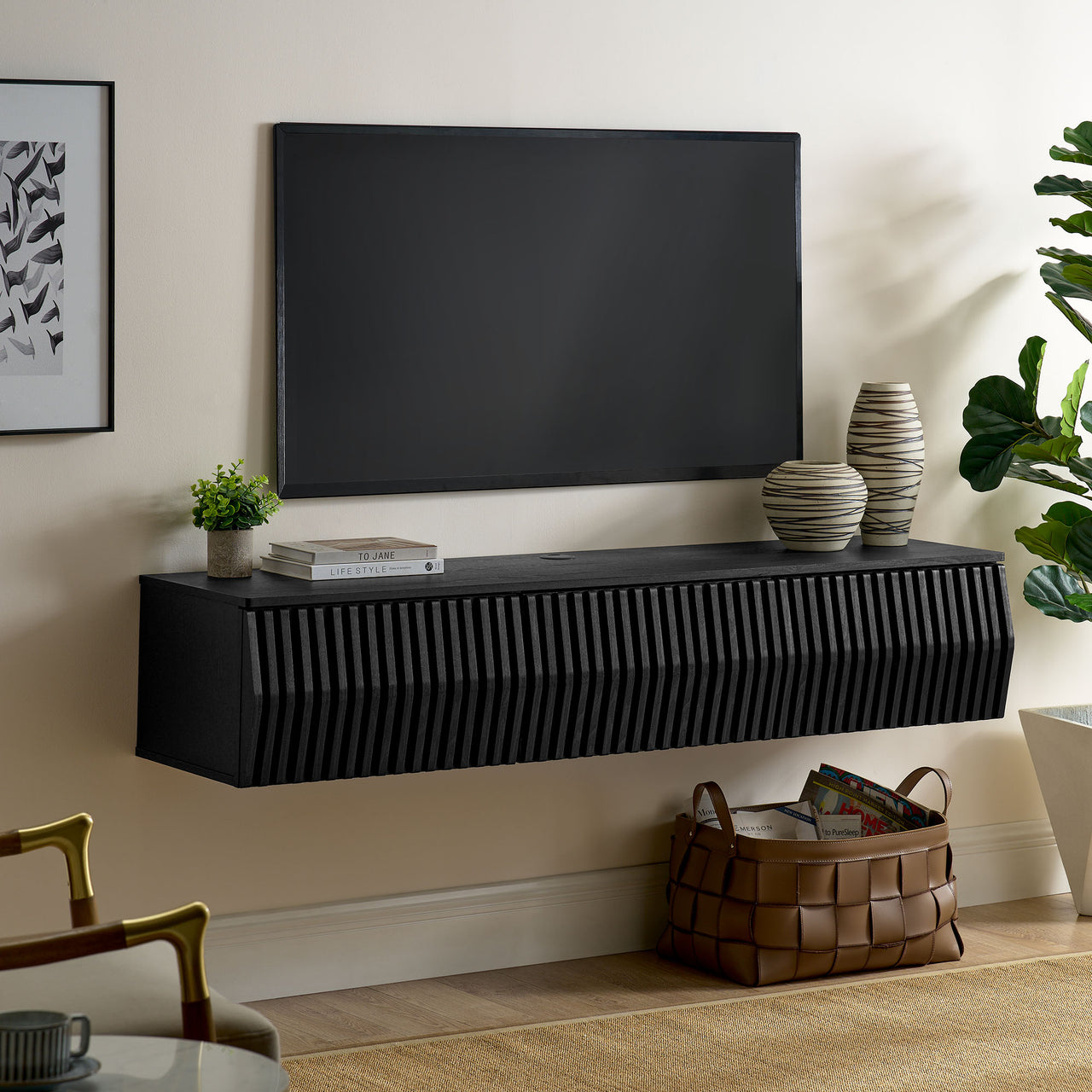 Scalio Floating TV Stand, Black