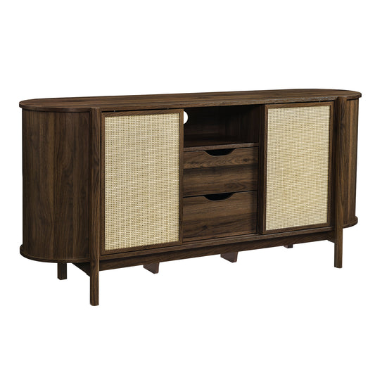 Cevoria Curved Sideboard | TV Stand, Walnut