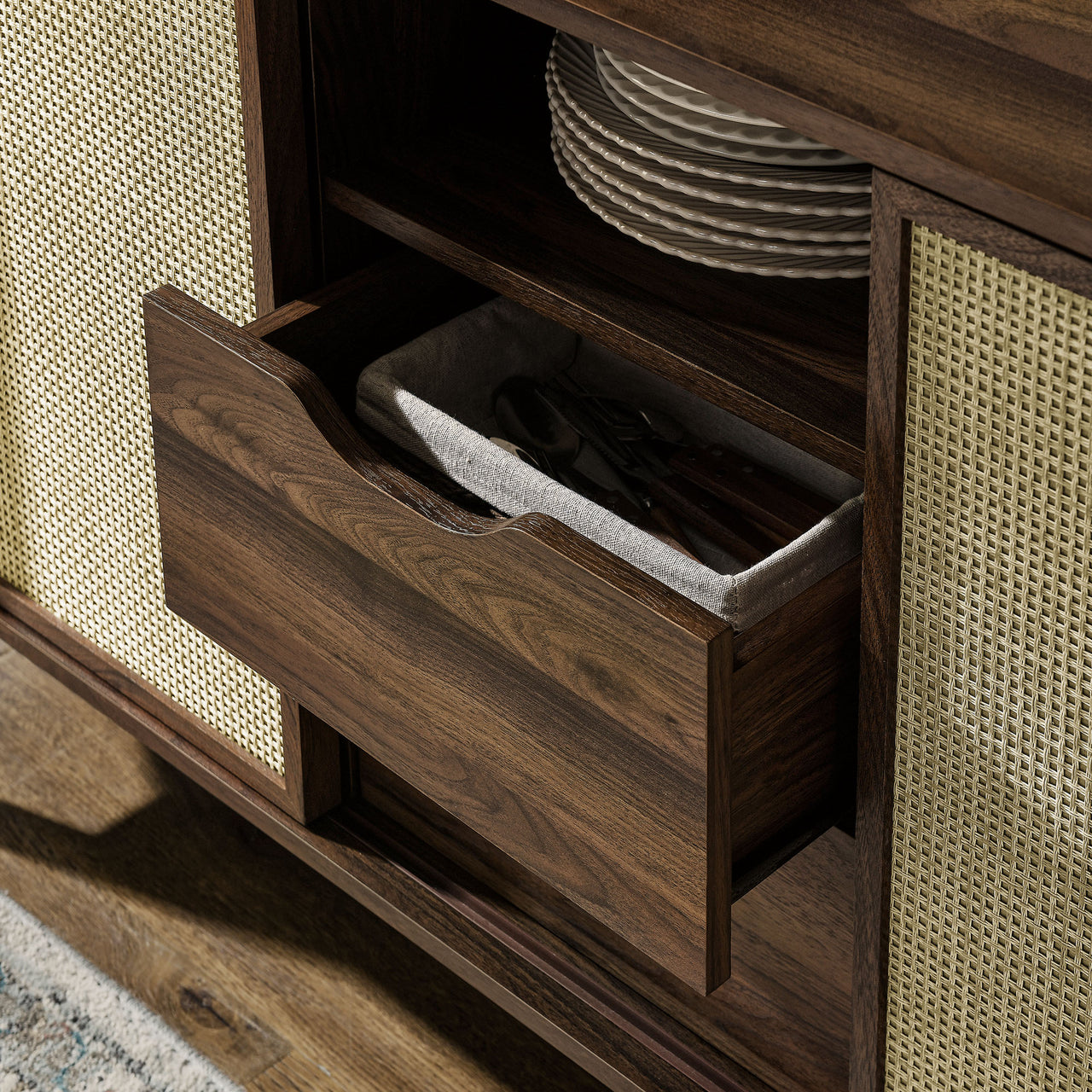 Cevoria Curved Sideboard | TV Stand, Walnut