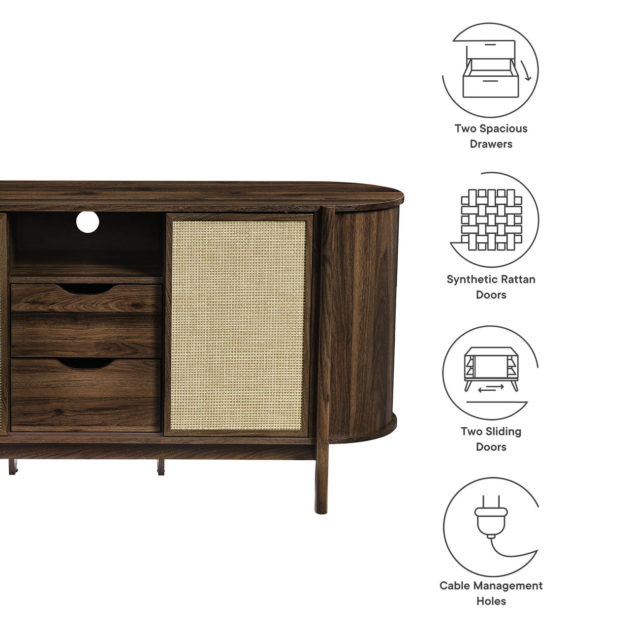 Cevoria Curved Sideboard | TV Stand, Walnut