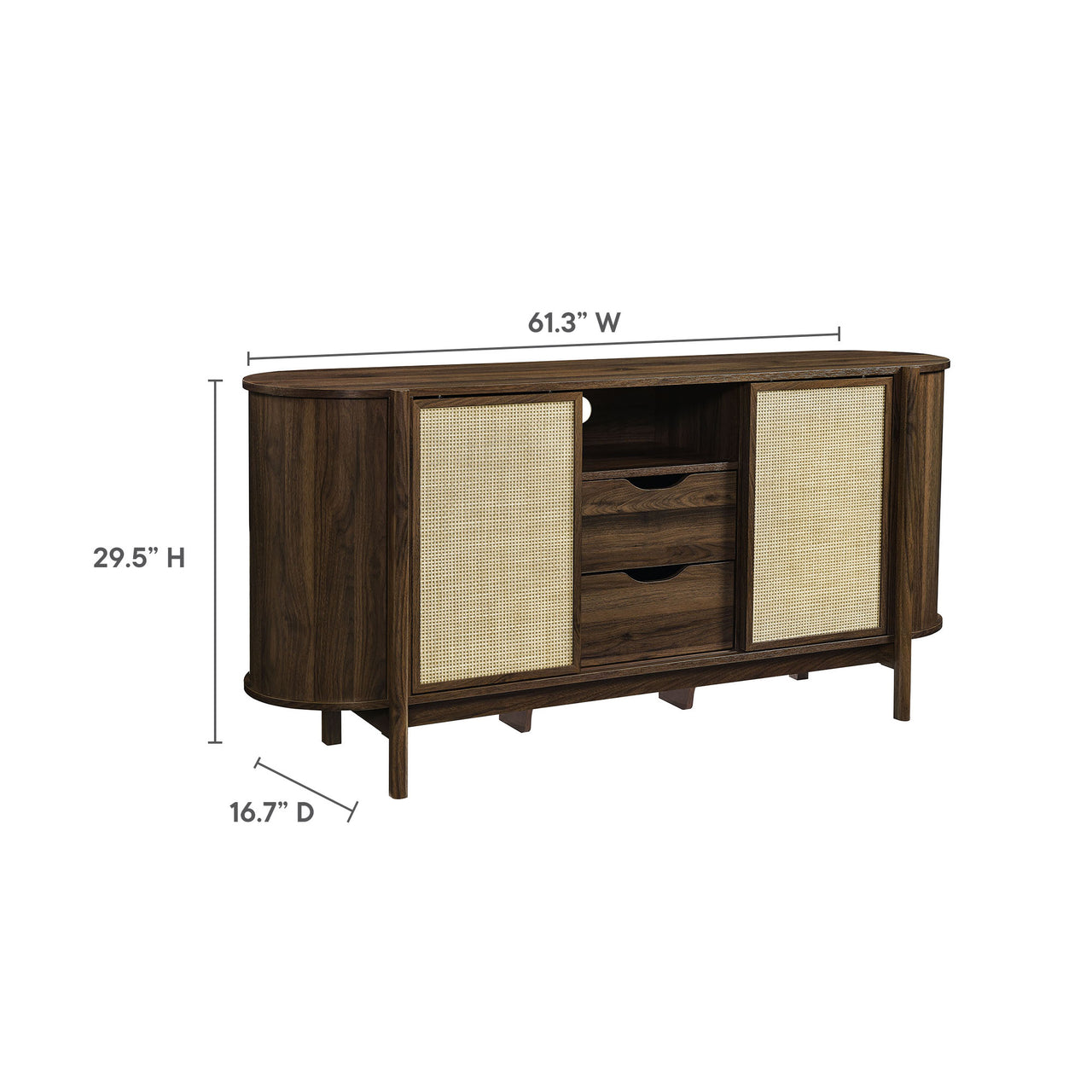 Cevoria Curved Sideboard | TV Stand, Walnut