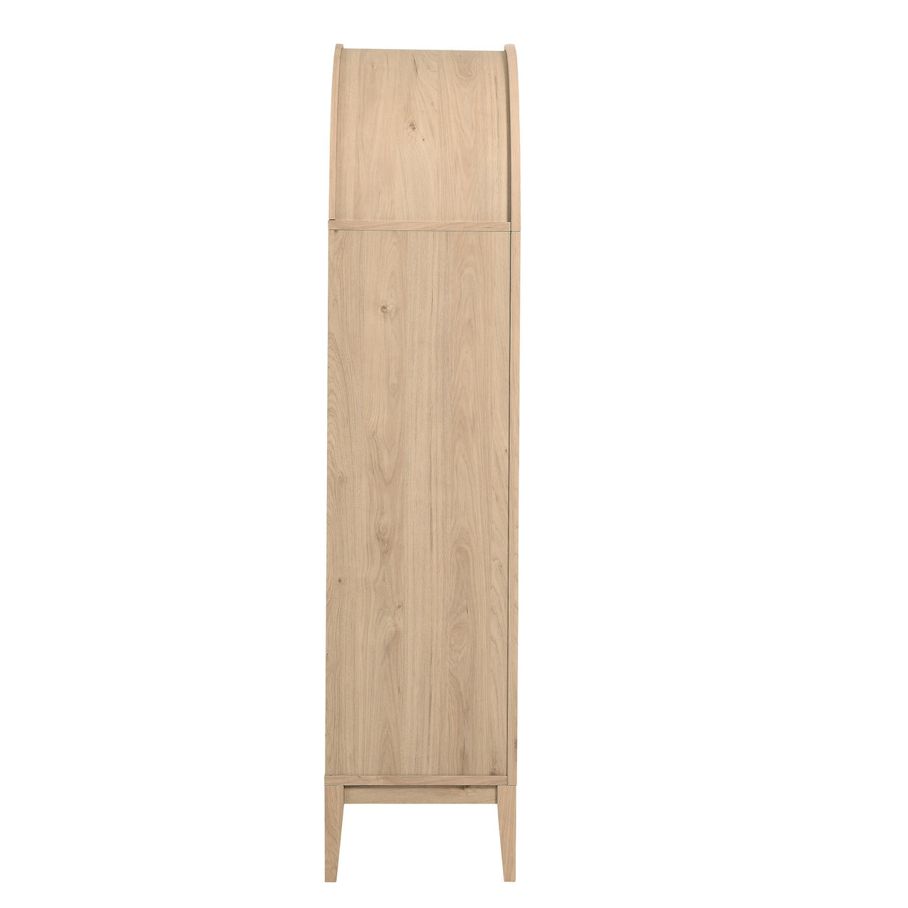 Althene Tall Wide Rounded Display Cabinet, Light Oak