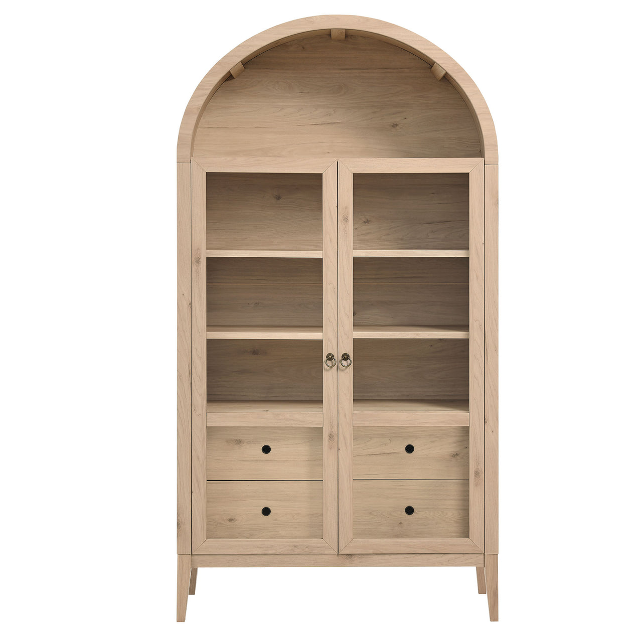 Althene Tall Wide Rounded Display Cabinet, Light Oak