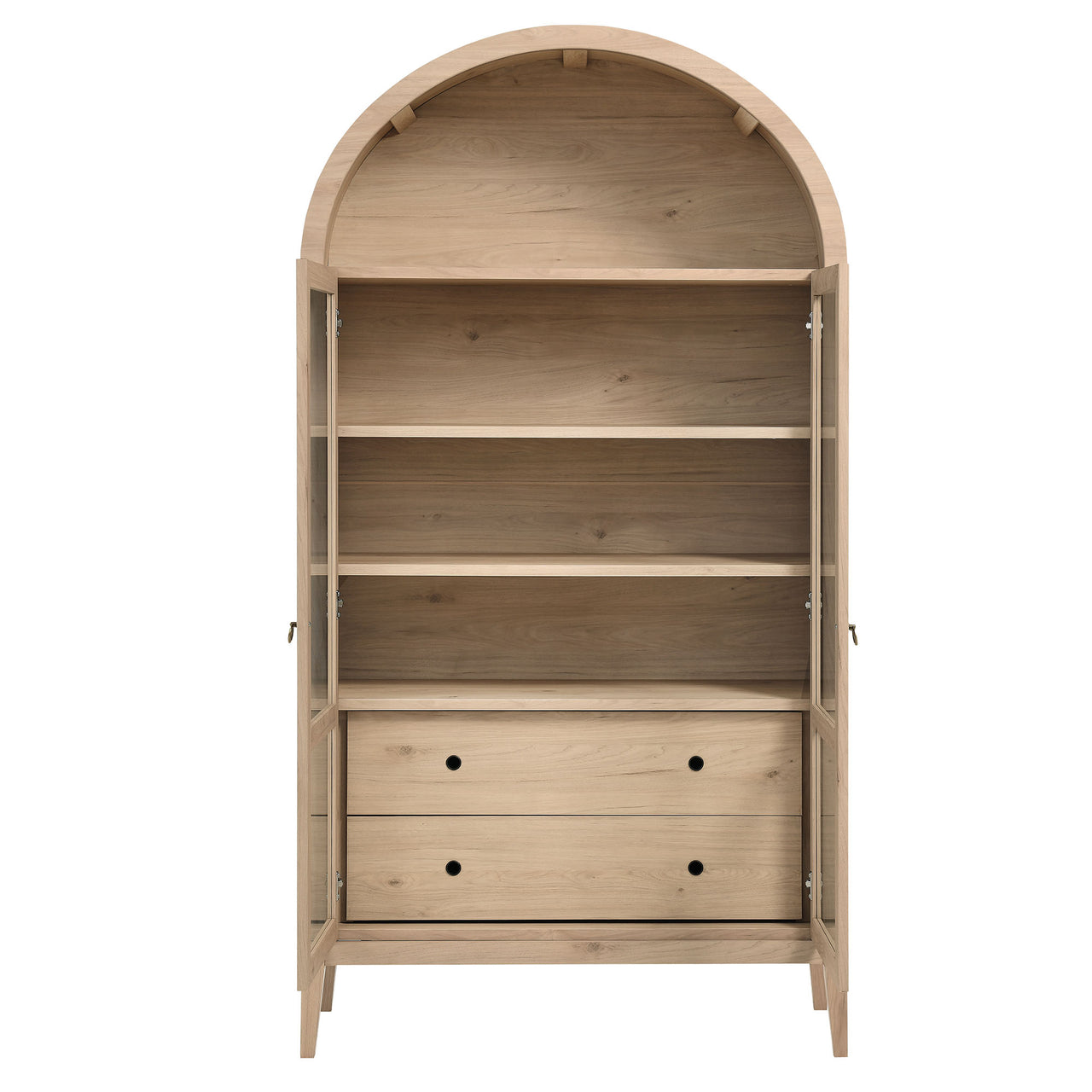Althene Tall Wide Rounded Display Cabinet, Light Oak