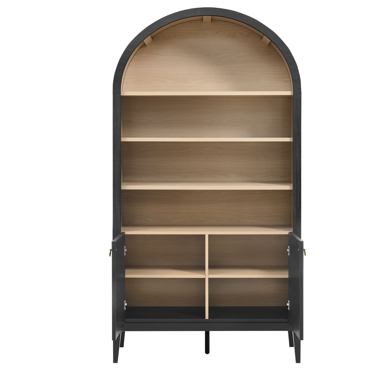 Althene Tall Wide Rounded Display Cabinet | Bookshelf, Black & Oak