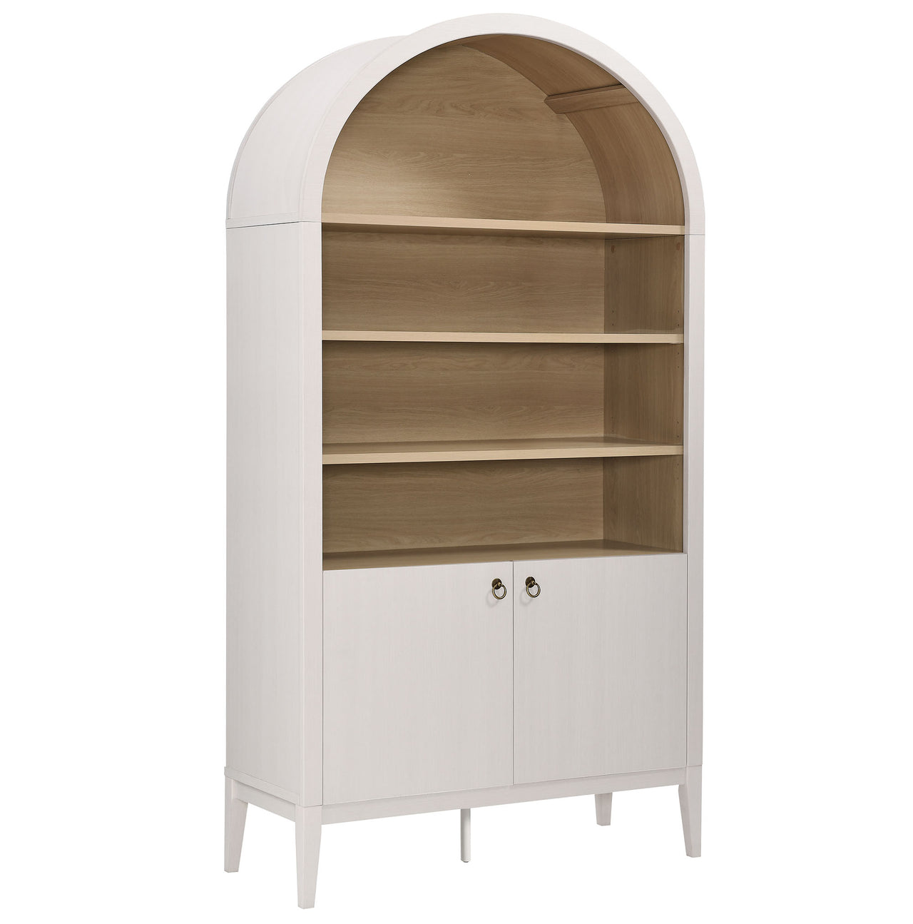 Althene Tall Wide Rounded Display Cabinet | Bookshelf, Ivory & Oak