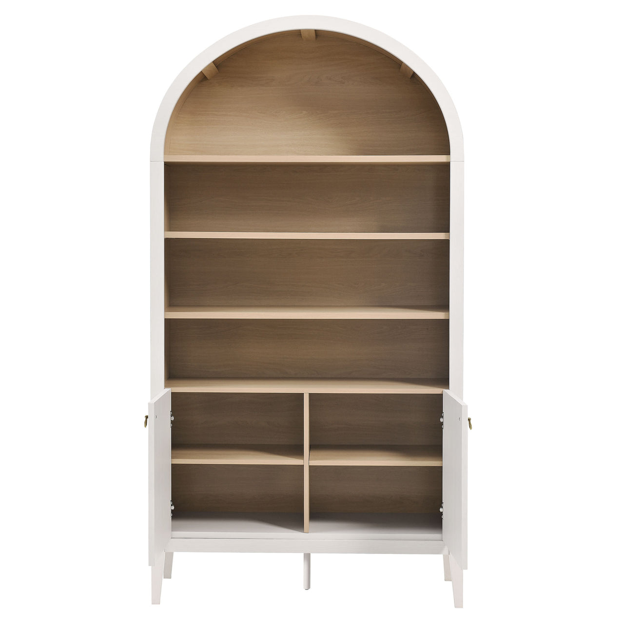 Althene Tall Wide Rounded Display Cabinet | Bookshelf, Ivory & Oak