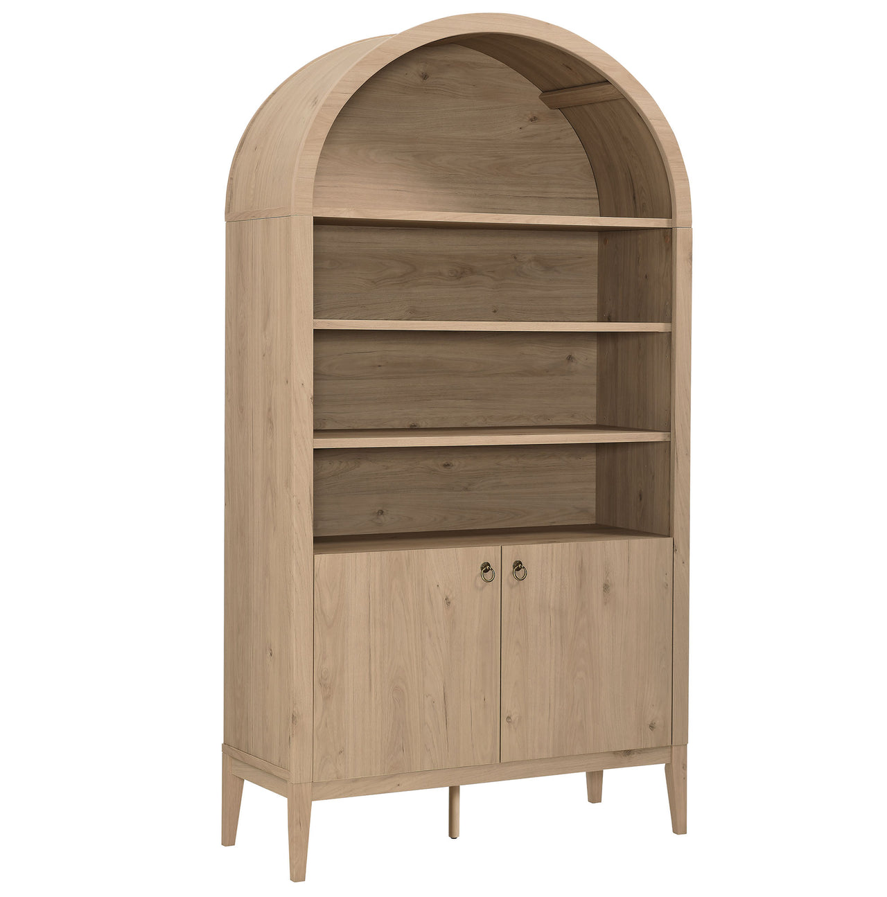Althene Tall Wide Rounded Display Cabinet | Bookshelf, Light Oak
