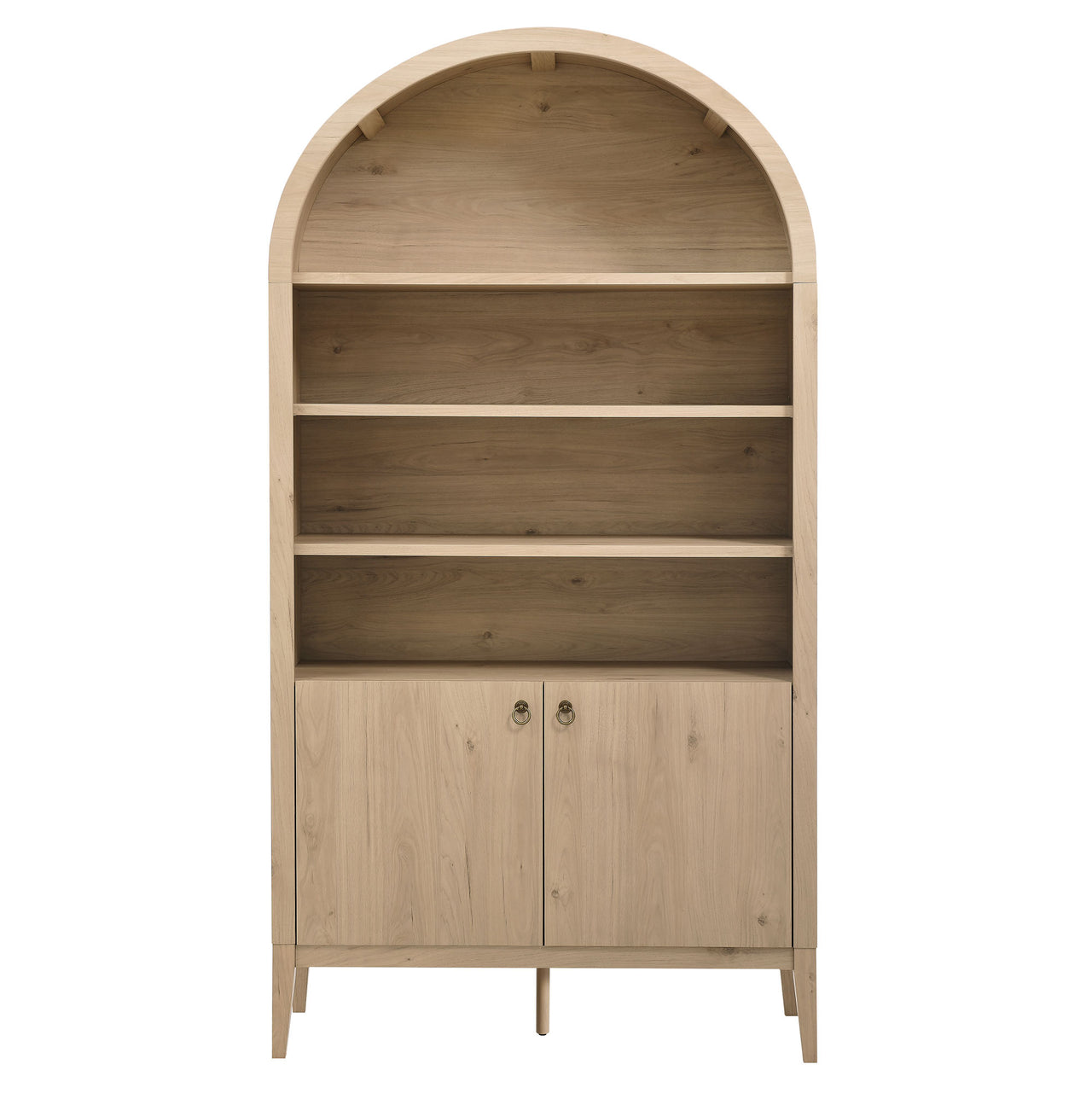 Althene Tall Wide Rounded Display Cabinet | Bookshelf, Light Oak