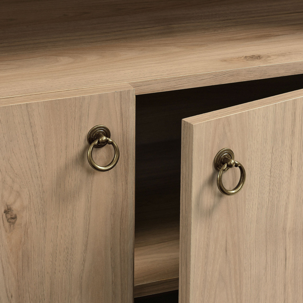 Althene Tall Wide Rounded Display Cabinet | Bookshelf, Light Oak