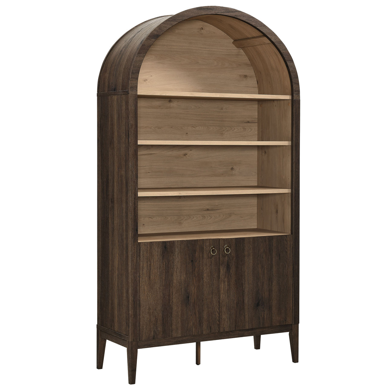 Althene Tall Wide Rounded Display Cabinet | Bookshelf, Dark Walnut