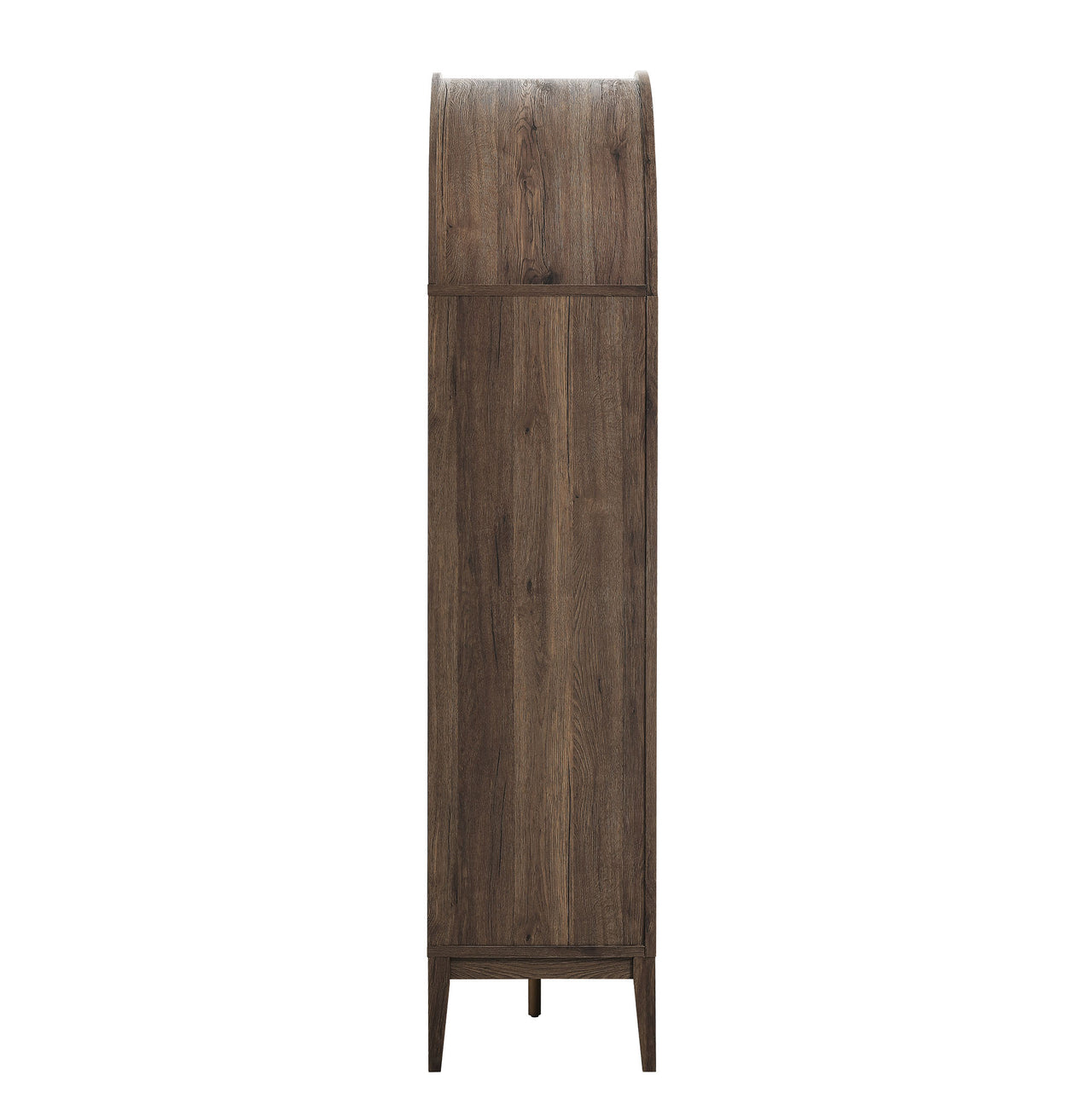 Althene Tall Wide Rounded Display Cabinet | Bookshelf, Dark Walnut